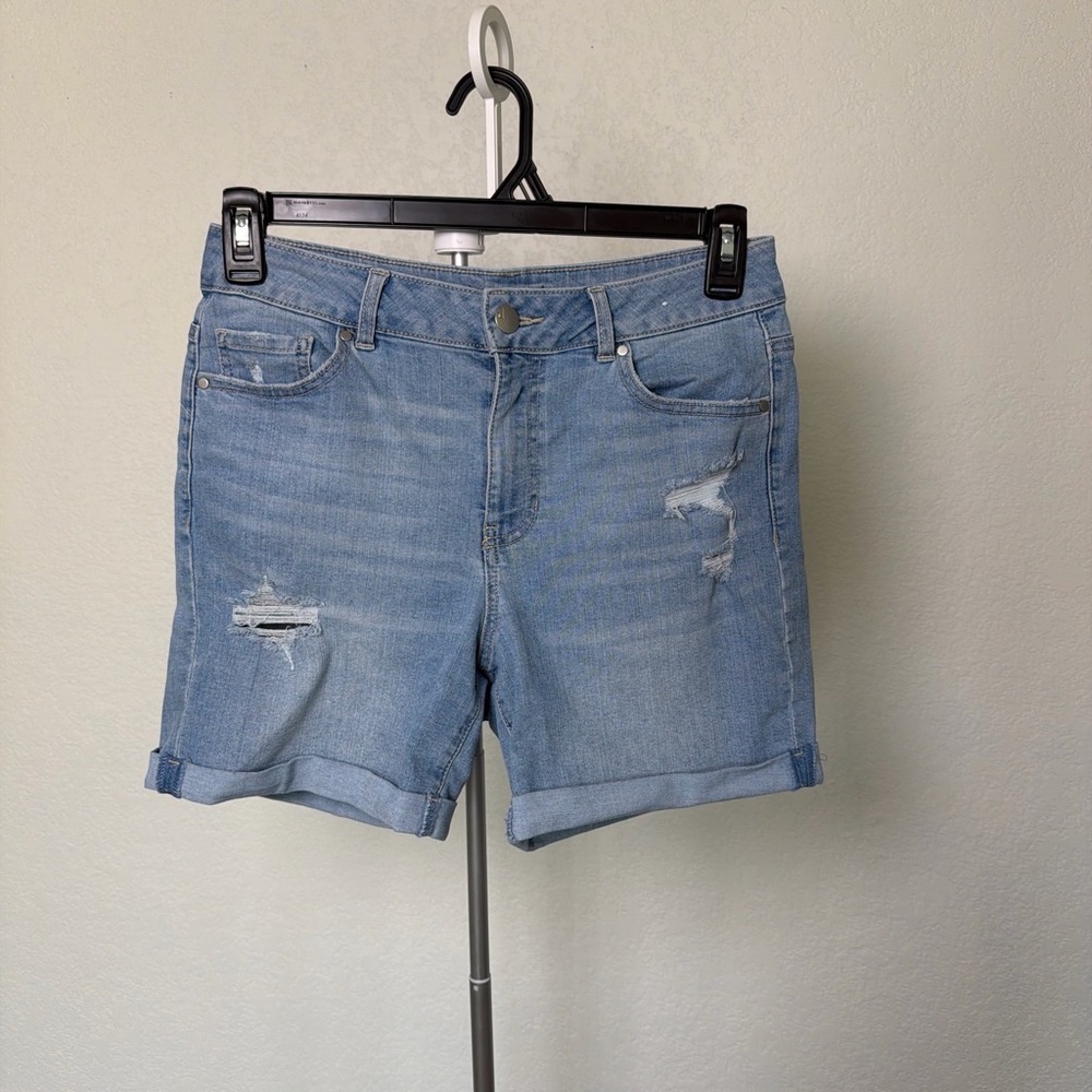 d. jeans Light Blue Distressed Cuffed Denim Shorts
